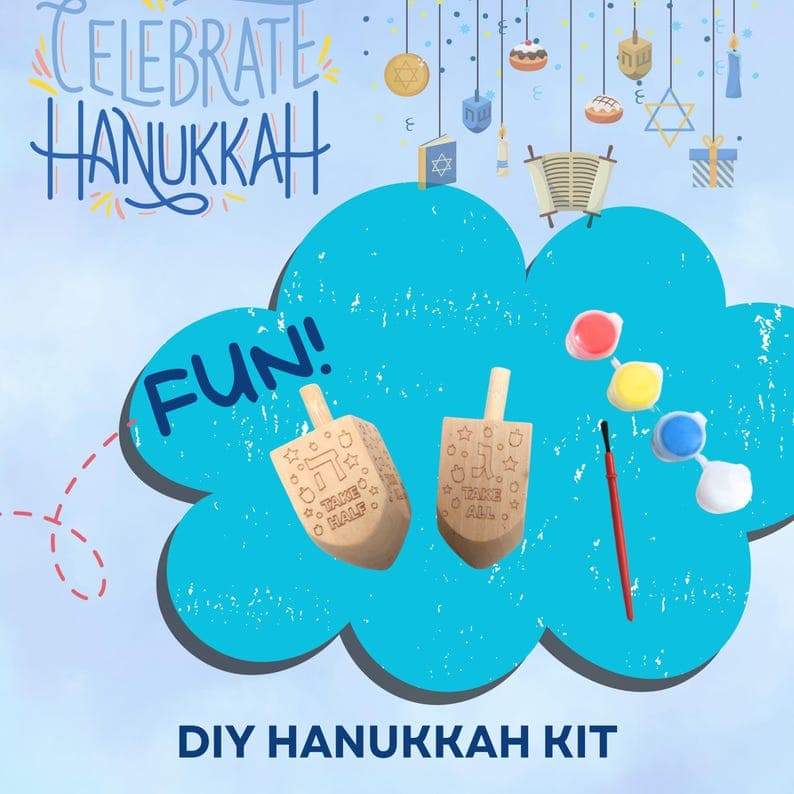 Hanukkah Craft Set | DIY Wooden Dreidel Painting Kit