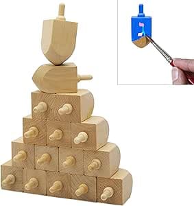 The Dreidel Company 24-Pack Wooden Dreidels (Design Your Own)